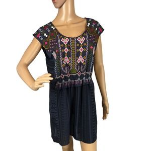 One September Anthropologie Barranco Embroidered Tunic Size M